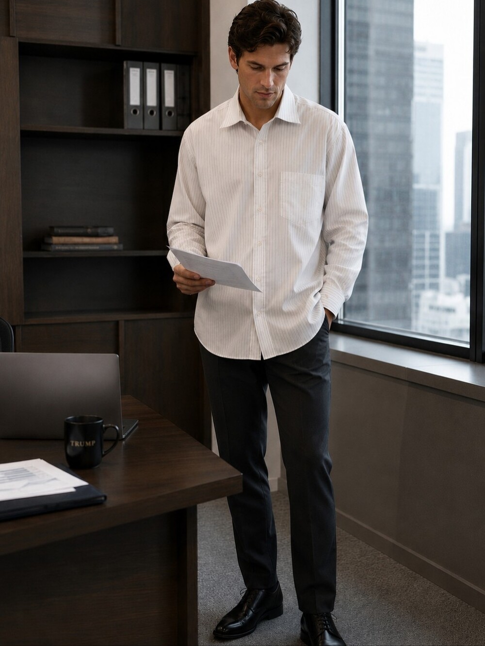 Trump Signature Collection Mens Cotton Button Up